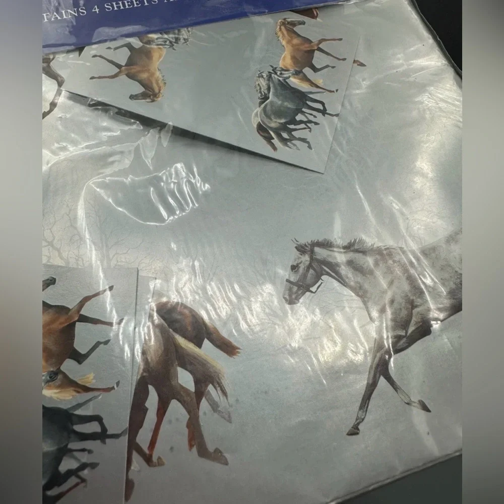 2 Packs Otter House Christmas Wrapping Paper Gift Winter Horse Metallic NOS 1998